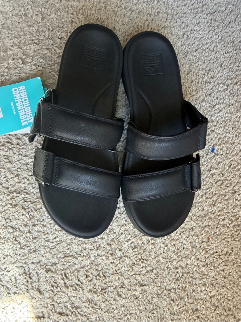 Reef Black Double-Strap Comfort Slides
